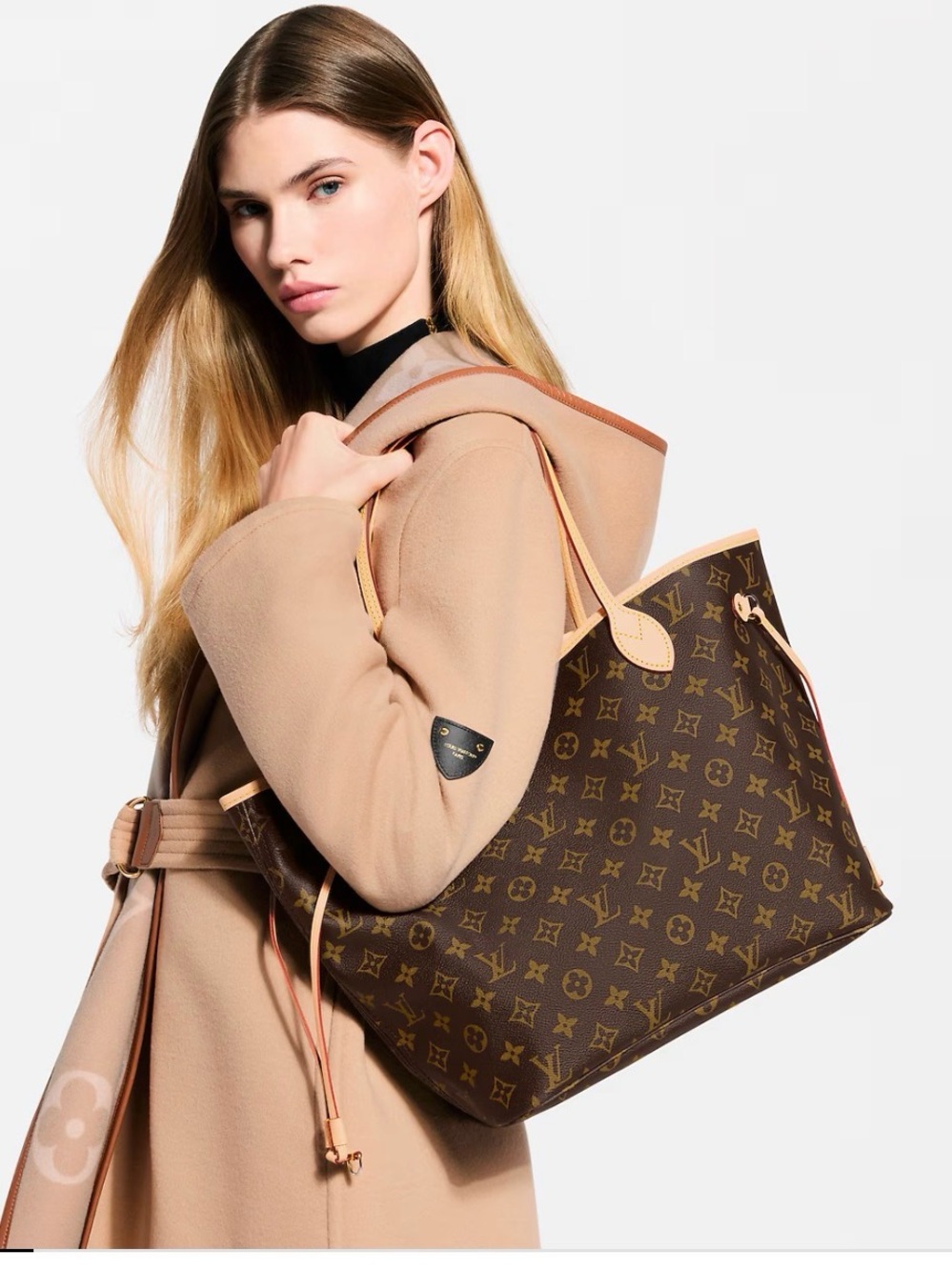 Louis Vuitton Brown Monogram Canvas Neverfull MM Tote with Natural Trim
